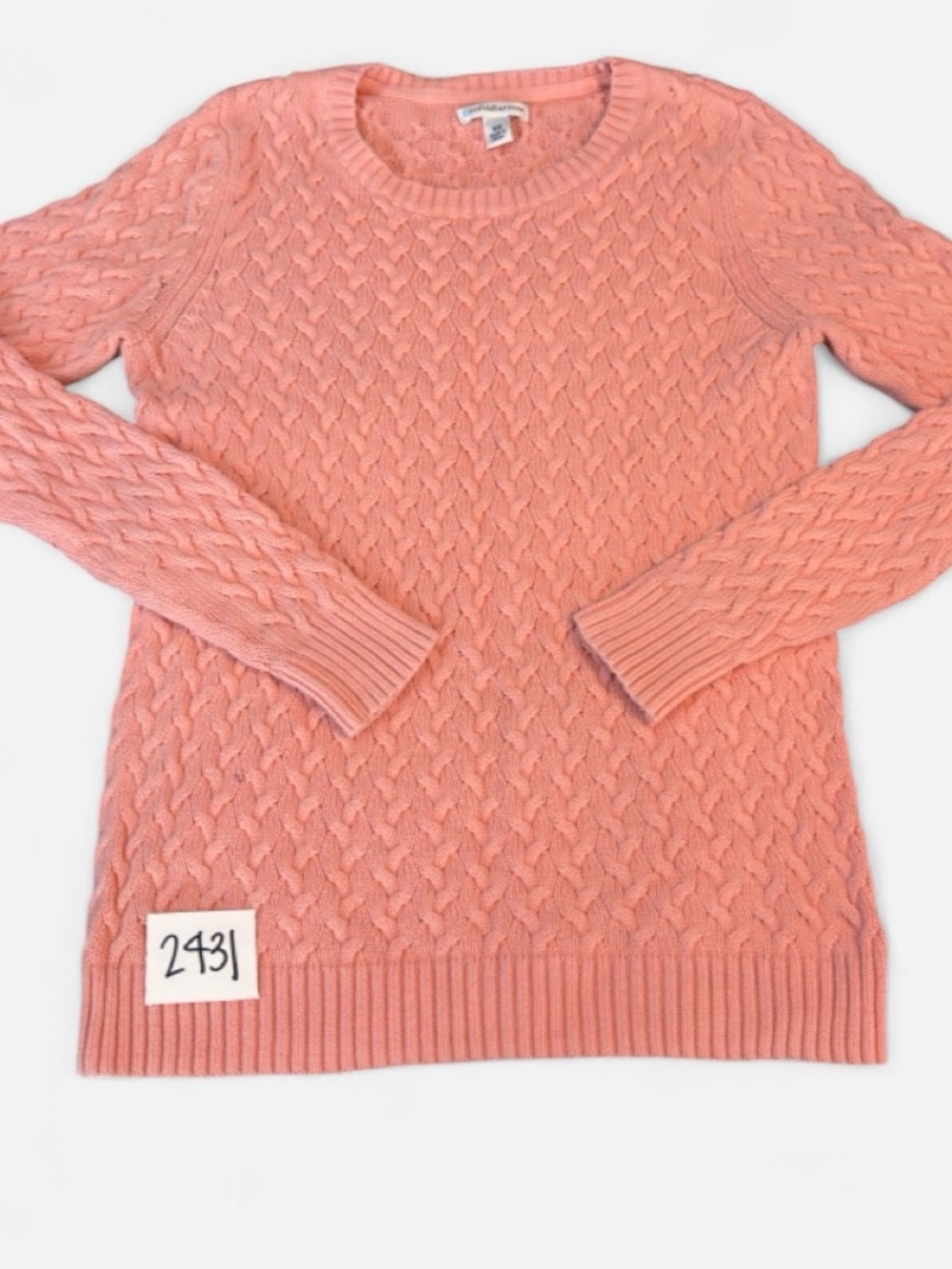 croft & barrow Coral Cable Knit Crewneck Sweater